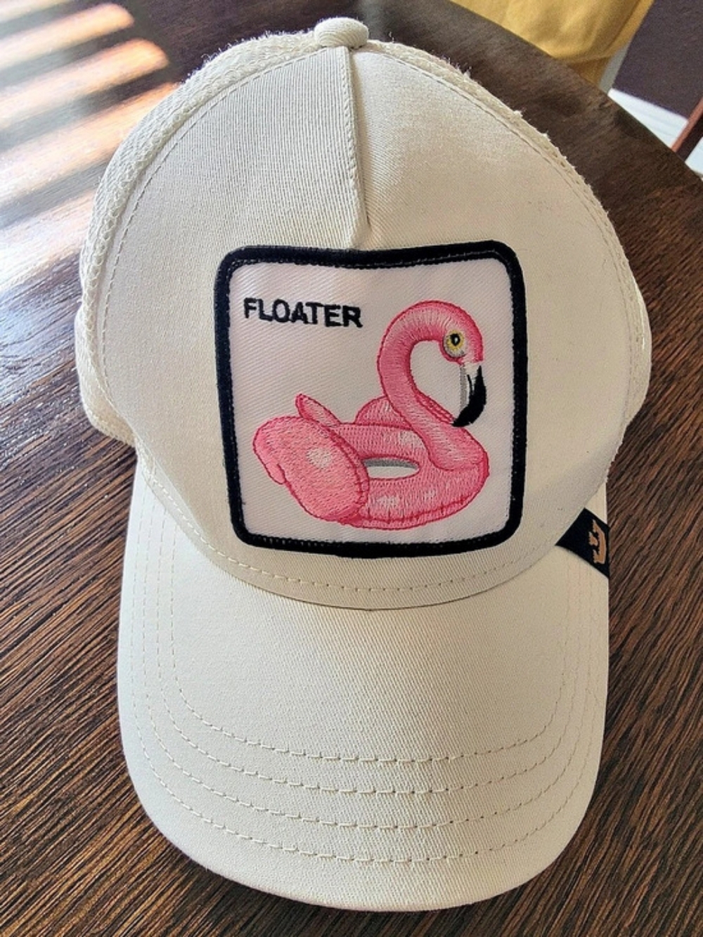 Goorin Bros. Flamingo Floater. Flamingo Trucker Hat in White & Pink